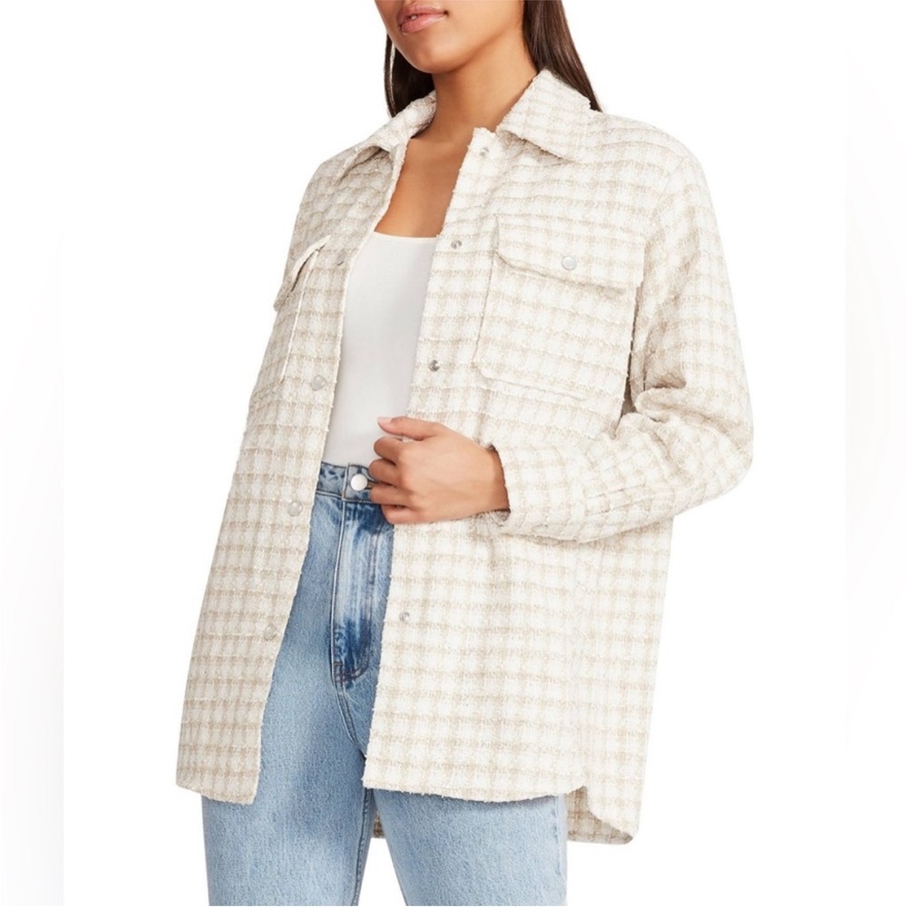 [NWOT] BB Dakota by Steve Madden Cream and Tan Plaid Shacket